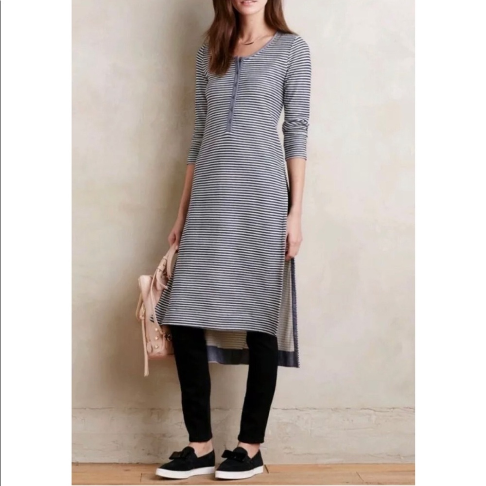 Anthropologie Postmark Striped Split Side Dress